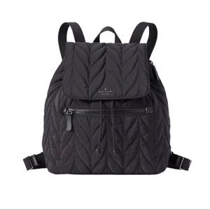 kate spade Quilted Leaf-Pattern Black Backpack